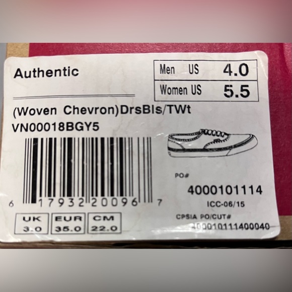 🎉HP🎉 NWB Vans Authentic woven chevron design sneakers. Women’s 5.5 (M4) - Picture 10 of 10
